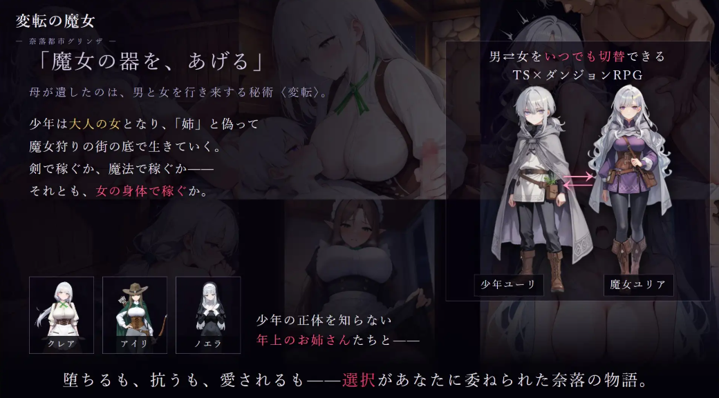 PC爆款【TS性转风俗冒险官中SLG+全CG】变转魔女 Ver1.4.0 +存档 [1+1.2g][百度盘]
