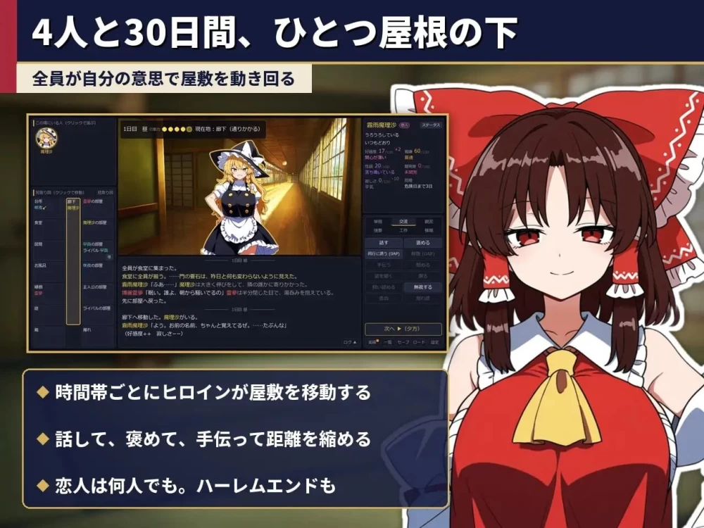 PC 放荡幻想乡合租屋 ～出轨、寝取和催眠～ v1.04 AI汉化+存档 [1+170m][多种下载方式]